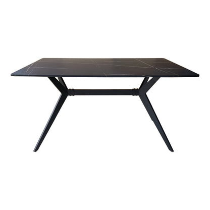 Ezali mdf table black marble look with black metal legs 140x80x75cm
