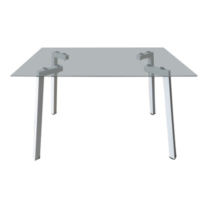 Titta table glass top with white metal legs 120x70x75cm