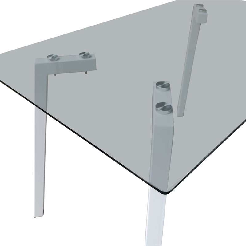 Titta table glass top with white metal legs 120x70x75cm
