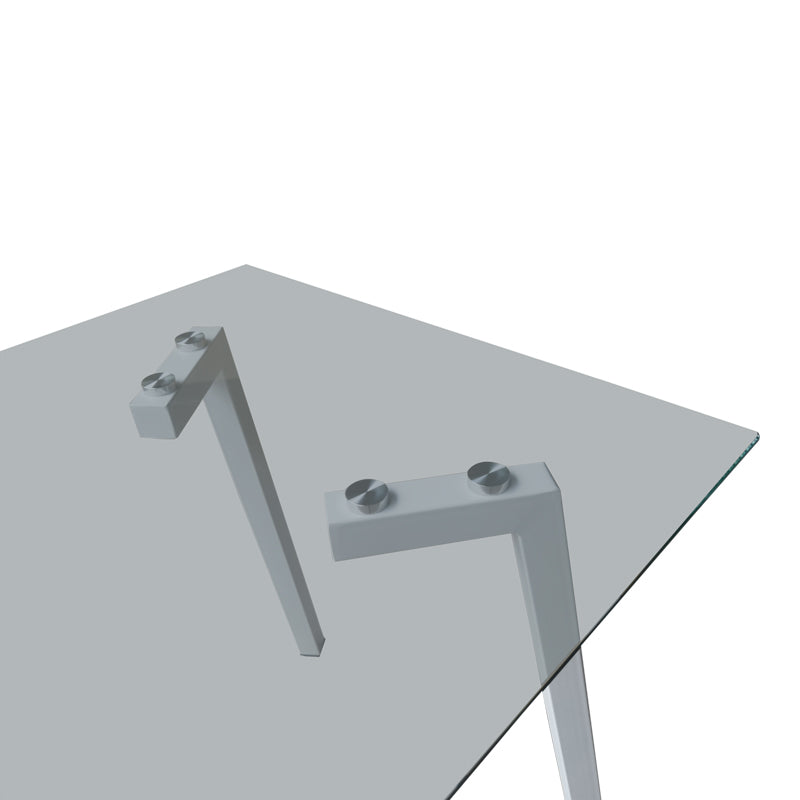 Titta table glass top with white metal legs 120x70x75cm