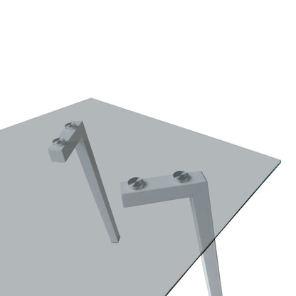Titta table glass top with white metal legs 120x70x75cm