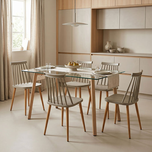 Titta table glass top with metal legs in natural shade 120x70x75cm