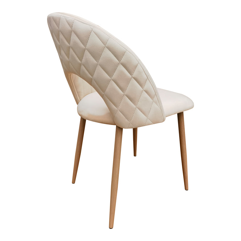 Lovingo chair, beige velvet, with metal legs in natural shade, 50x47x85.5cm