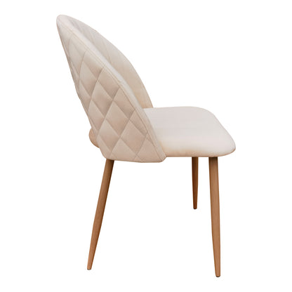 Lovingo chair, beige velvet, with metal legs in natural shade, 50x47x85.5cm
