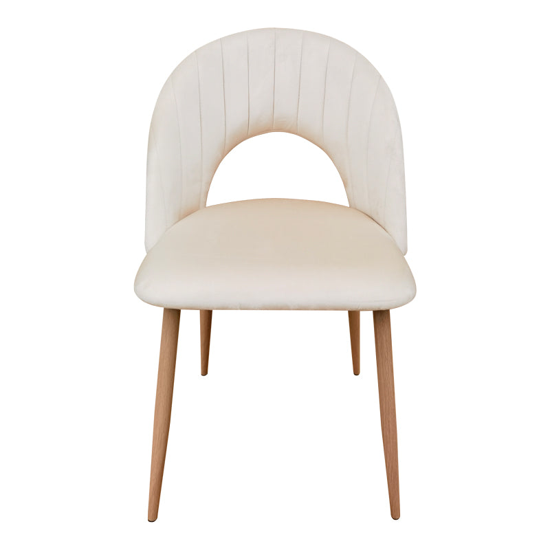 Lovingo chair, beige velvet, with metal legs in natural shade, 50x47x85.5cm