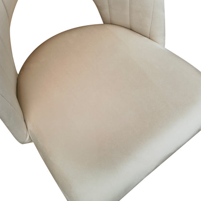 Lovingo chair, beige velvet, with metal legs in natural shade, 50x47x85.5cm