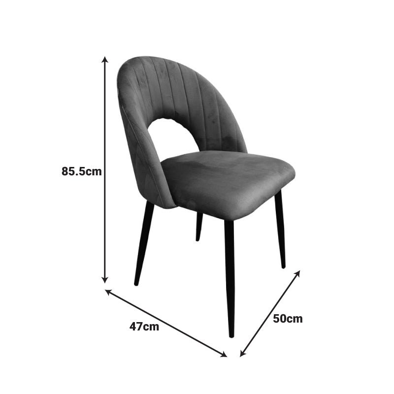 Lovingo chair, beige velvet, with metal legs in natural shade, 50x47x85.5cm