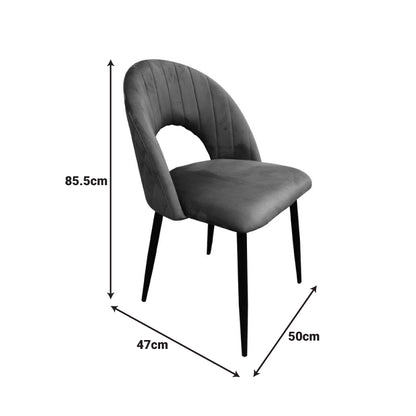 Lovingo chair, beige velvet, with metal legs in natural shade, 50x47x85.5cm