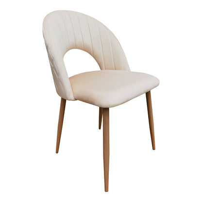 Lovingo chair, beige velvet, with metal legs in natural shade, 50x47x85.5cm