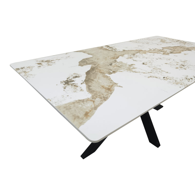 Table Bethan sintered stone-metal white marble look-black 180x90x75cm