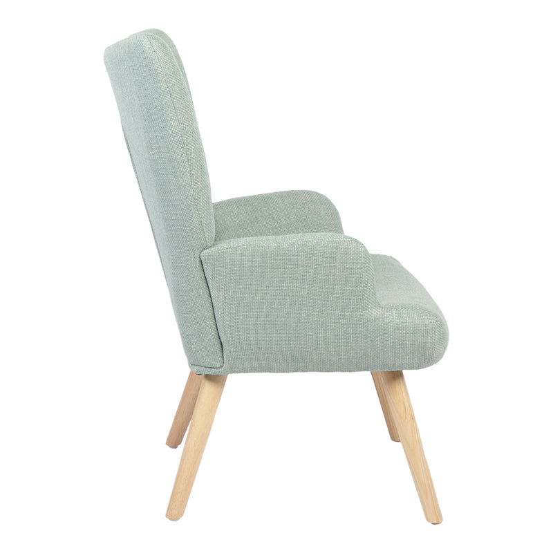 Armchair Gerlina mint fabric and legs in natural color 71x64x94cm