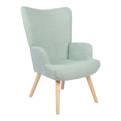 Armchair Gerlina mint fabric and legs in natural color 71x64x94cm