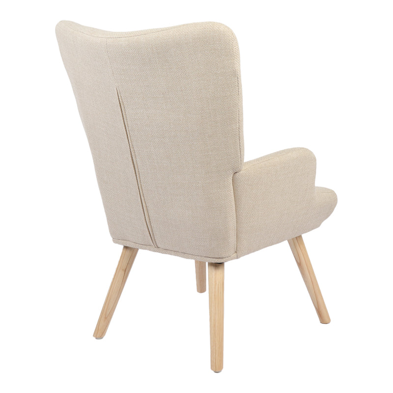 Armchair Gerlina cream fabric and legs in natural color 71x64x94cm