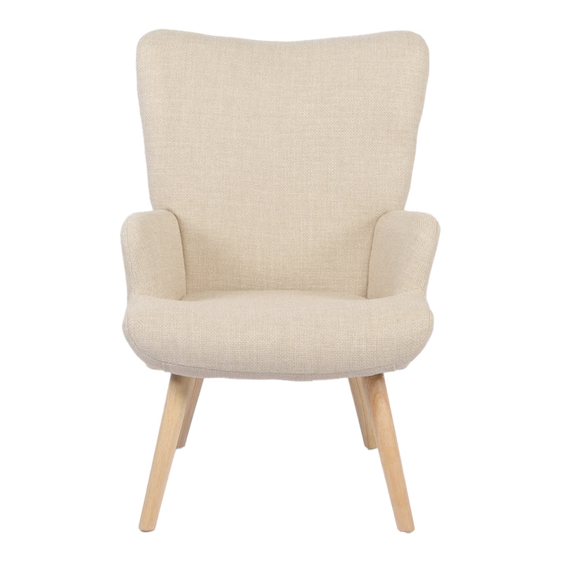 Armchair Gerlina cream fabric and legs in natural color 71x64x94cm