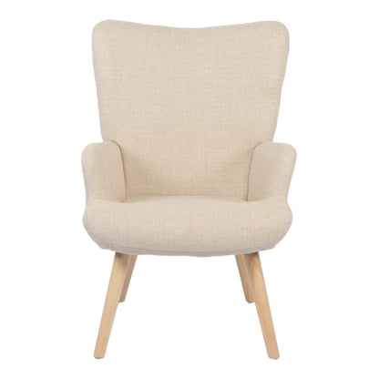 Armchair Gerlina cream fabric and legs in natural color 71x64x94cm