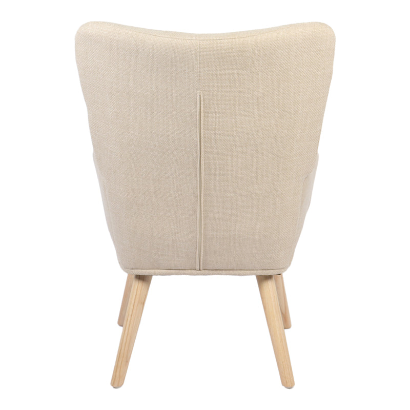 Armchair Gerlina cream fabric and legs in natural color 71x64x94cm