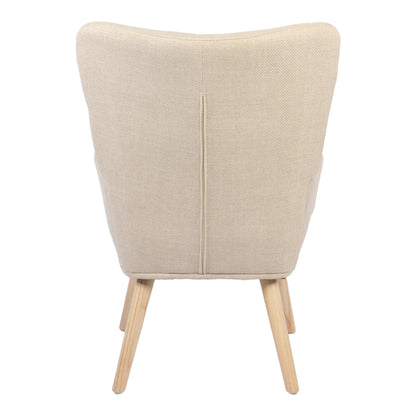 Armchair Gerlina cream fabric and legs in natural color 71x64x94cm