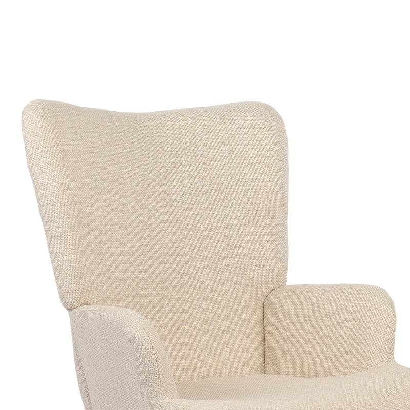 Armchair Gerlina cream fabric and legs in natural color 71x64x94cm