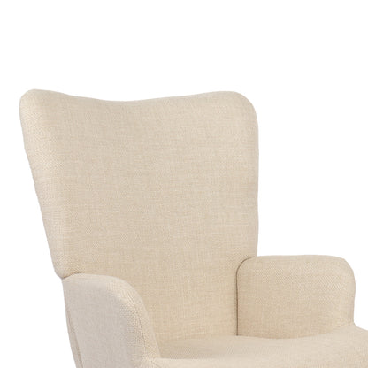 Armchair Gerlina cream fabric and legs in natural color 71x64x94cm