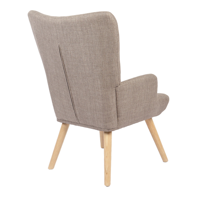 Armchair Gerlina grey-beige fabric and legs in natural color 71x64x94cm