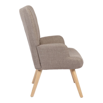 Armchair Gerlina grey-beige fabric and legs in natural color 71x64x94cm