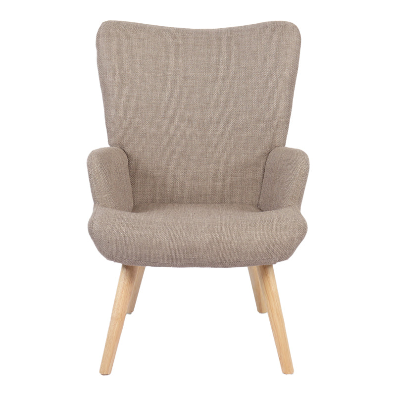 Armchair Gerlina grey-beige fabric and legs in natural color 71x64x94cm