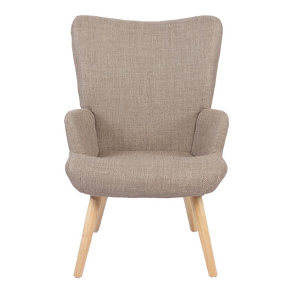 Armchair Gerlina grey-beige fabric and legs in natural color 71x64x94cm