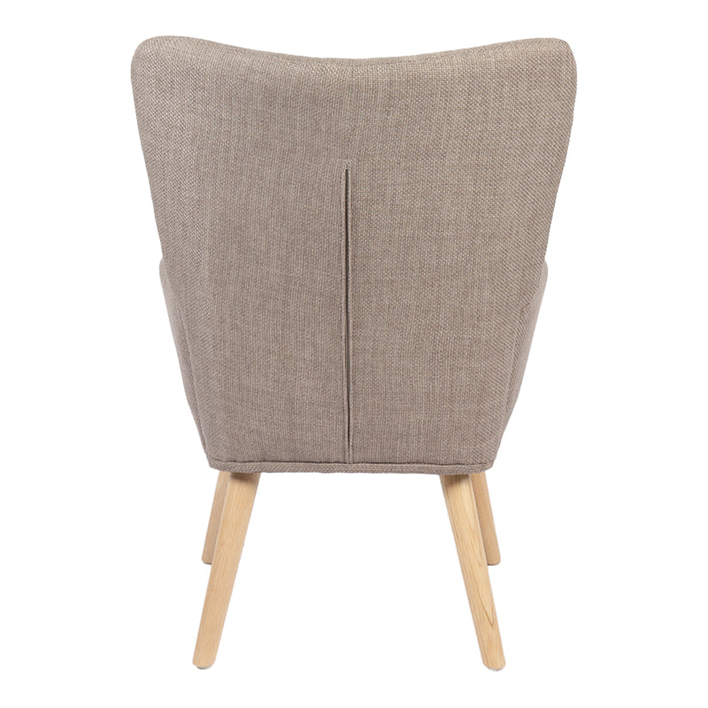 Armchair Gerlina grey-beige fabric and legs in natural color 71x64x94cm