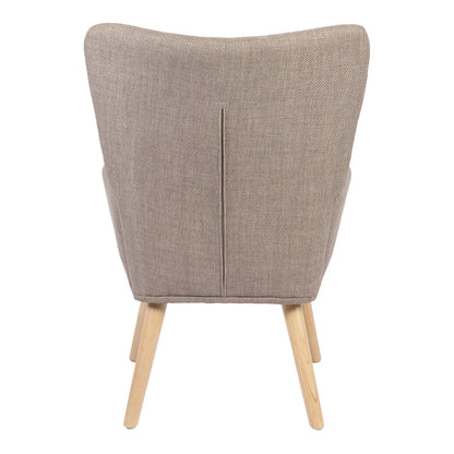 Armchair Gerlina grey-beige fabric and legs in natural color 71x64x94cm