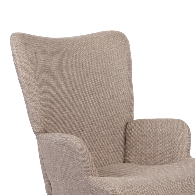 Armchair Gerlina grey-beige fabric and legs in natural color 71x64x94cm