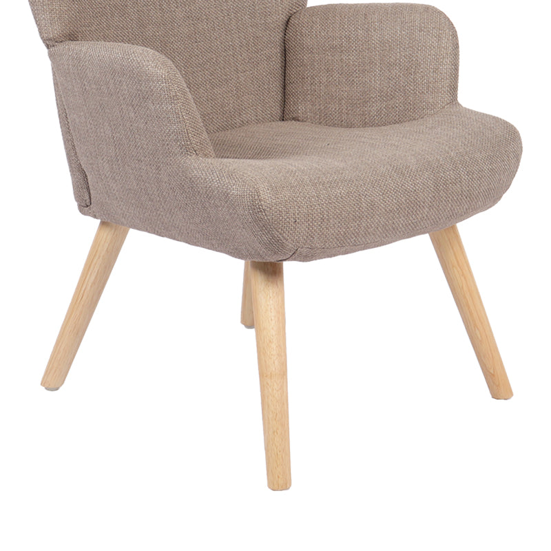 Armchair Gerlina grey-beige fabric and legs in natural color 71x64x94cm