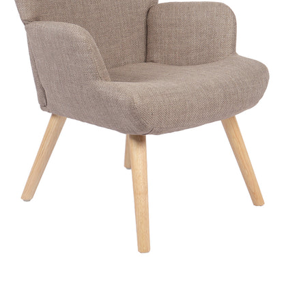Armchair Gerlina grey-beige fabric and legs in natural color 71x64x94cm