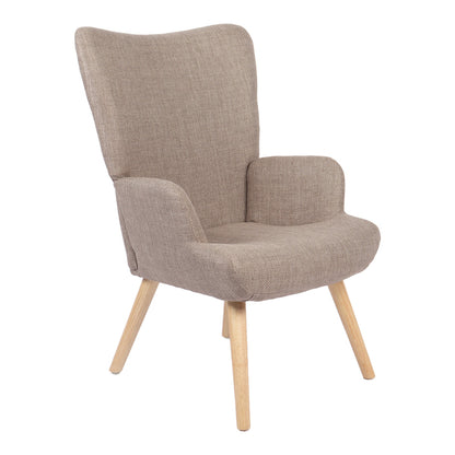 Armchair Gerlina grey-beige fabric and legs in natural color 71x64x94cm