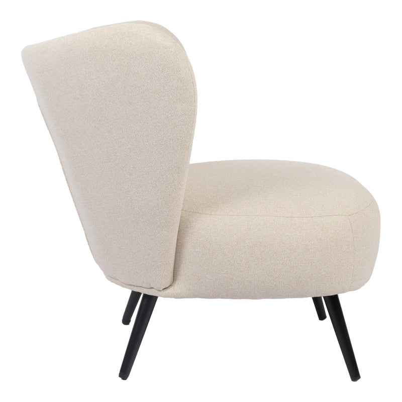 Armchair Nagreta beige fabric and metal legs in black color 77x73x74cm