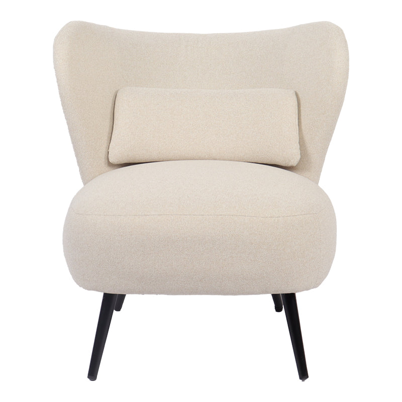 Armchair Nagreta beige fabric and metal legs in black color 77x73x74cm