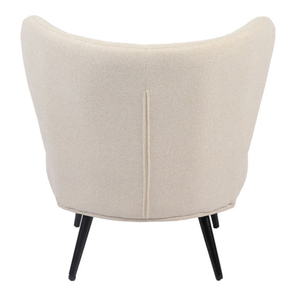 Armchair Nagreta beige fabric and metal legs in black color 77x73x74cm