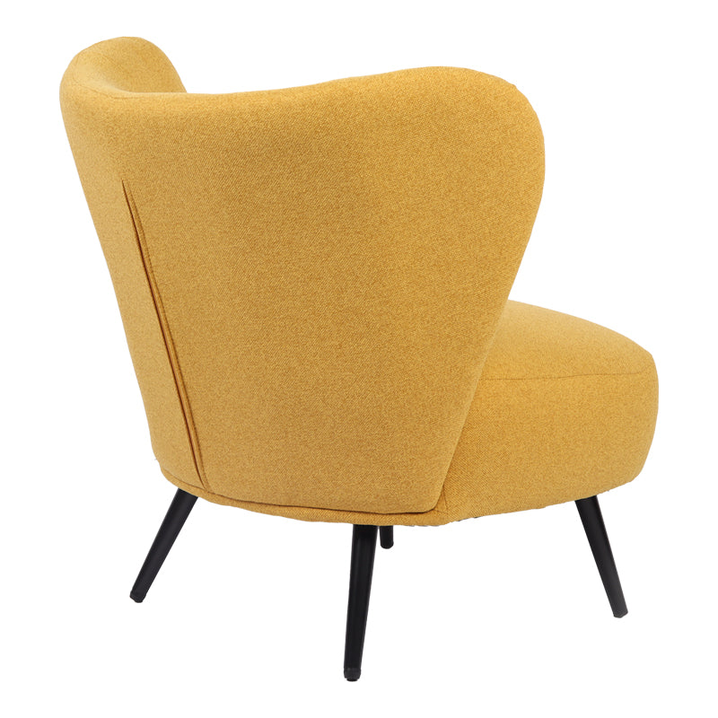 Armchair Nagreta yellow fabric and metal legs in black color 77x73x74cm