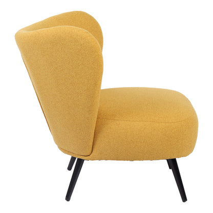 Armchair Nagreta yellow fabric and metal legs in black color 77x73x74cm
