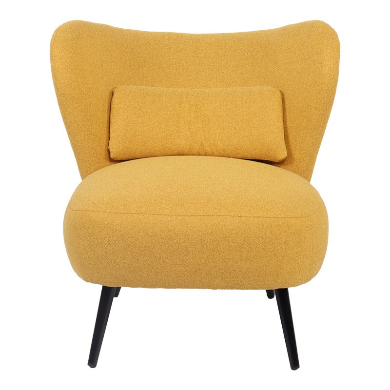 Armchair Nagreta yellow fabric and metal legs in black color 77x73x74cm