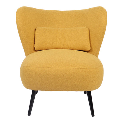 Armchair Nagreta yellow fabric and metal legs in black color 77x73x74cm