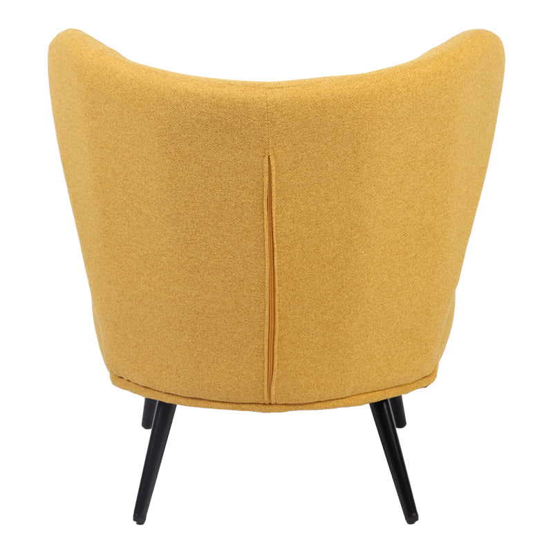 Armchair Nagreta yellow fabric and metal legs in black color 77x73x74cm