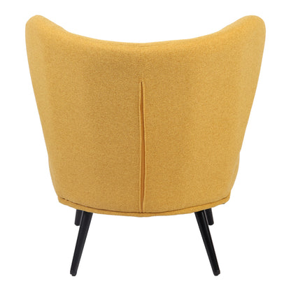 Armchair Nagreta yellow fabric and metal legs in black color 77x73x74cm