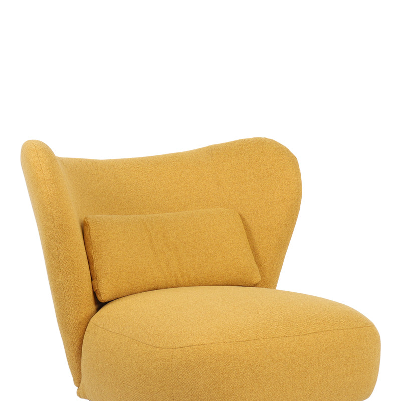 Armchair Nagreta yellow fabric and metal legs in black color 77x73x74cm
