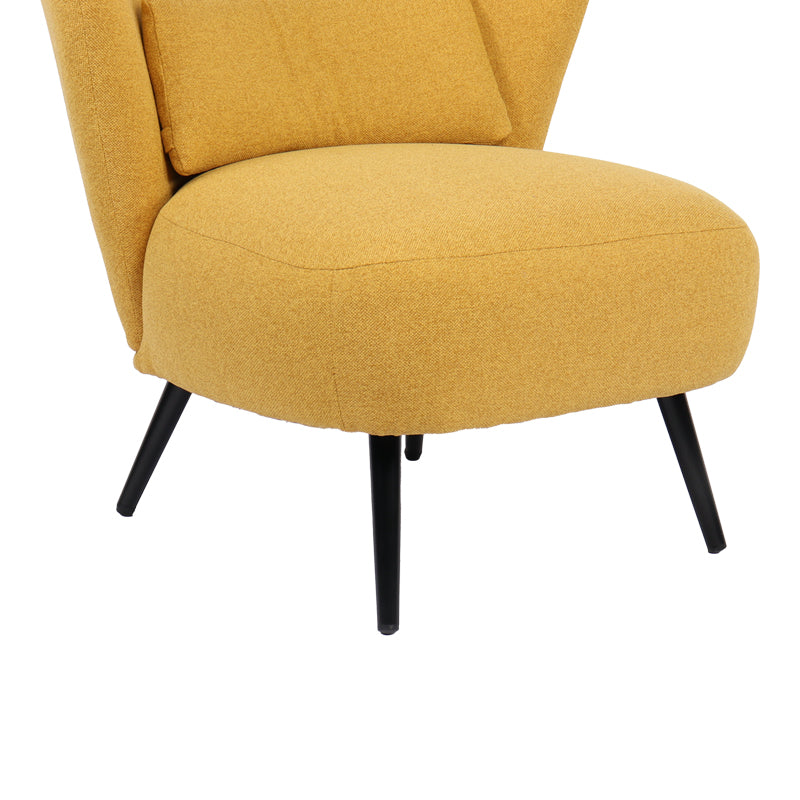 Armchair Nagreta yellow fabric and metal legs in black color 77x73x74cm