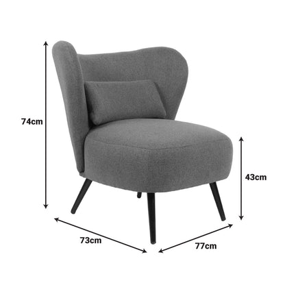 Armchair Nagreta yellow fabric and metal legs in black color 77x73x74cm