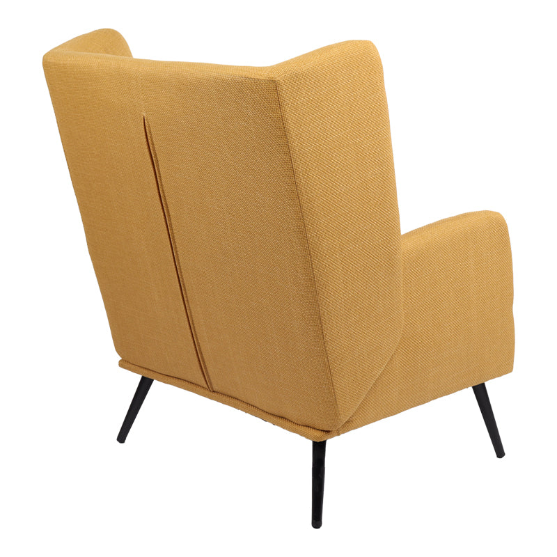 Armchair Mareta yellow fabric and legs in black color 83x80x99cm