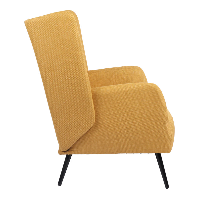 Armchair Mareta yellow fabric and legs in black color 83x80x99cm