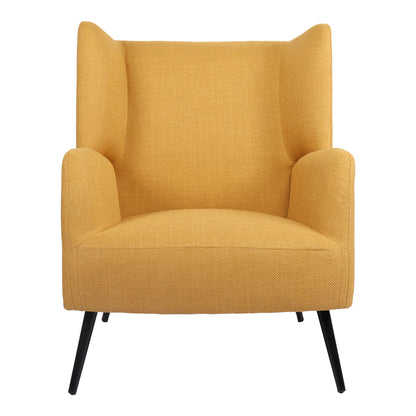 Armchair Mareta yellow fabric and legs in black color 83x80x99cm