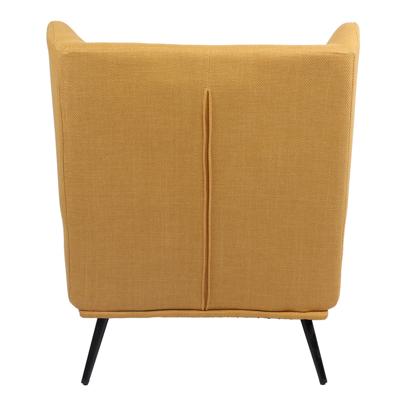 Armchair Mareta yellow fabric and legs in black color 83x80x99cm