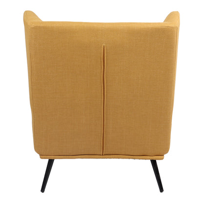 Armchair Mareta yellow fabric and legs in black color 83x80x99cm